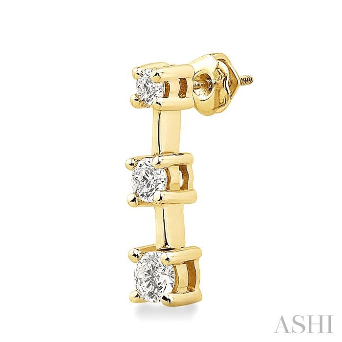 Round Shape Past Present & Future Diamond Earrings - Image 3