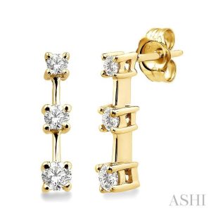 Round Shape Past Present & Future Diamond Earrings