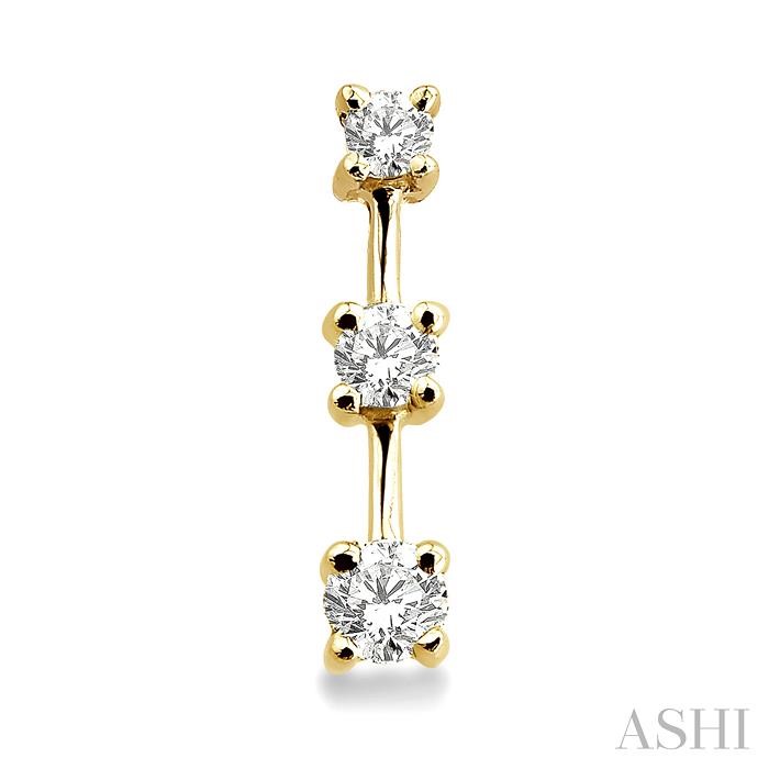 Round Shape Past Present & Future Diamond Earrings - Image 2