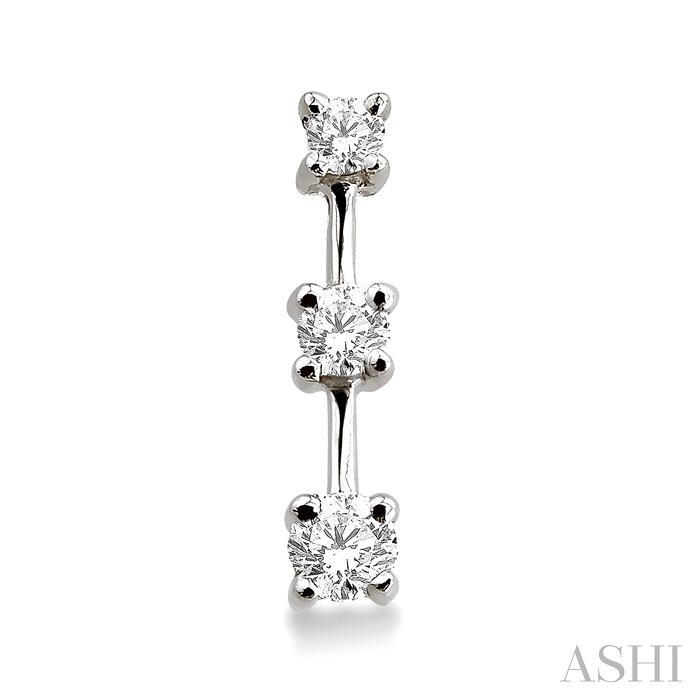 Round Shape Past Present & Future Diamond Earrings - Image 2