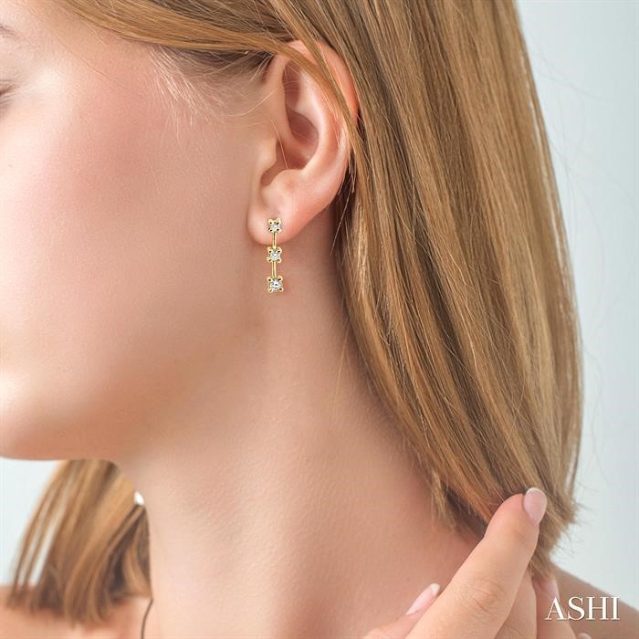 Round Shape Past Present & Future Diamond Earrings - Image 4