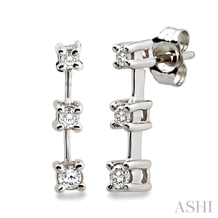 Round Shape Past Present & Future Diamond Earrings