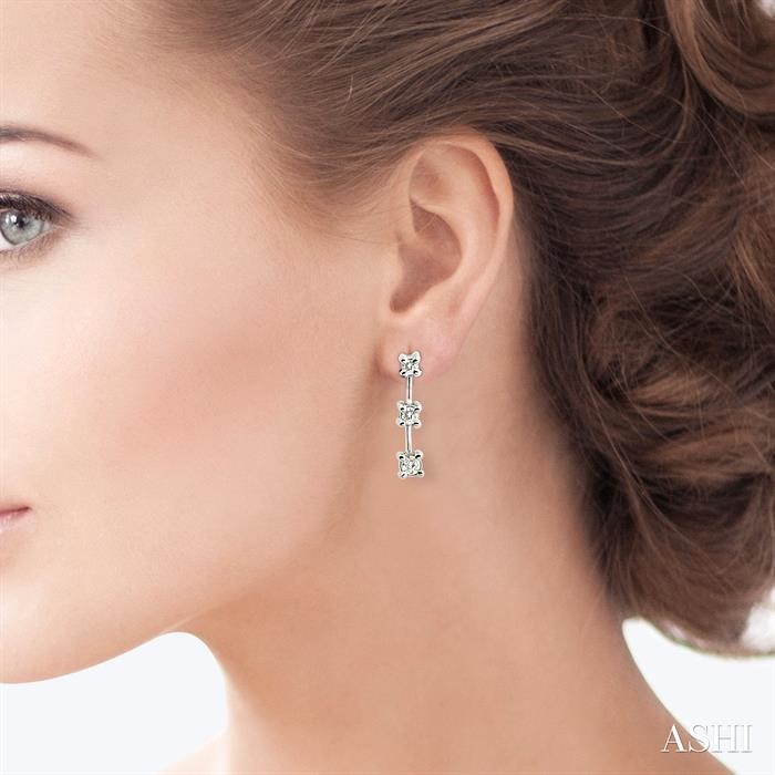 Round Shape Past Present & Future Diamond Earrings - Image 4