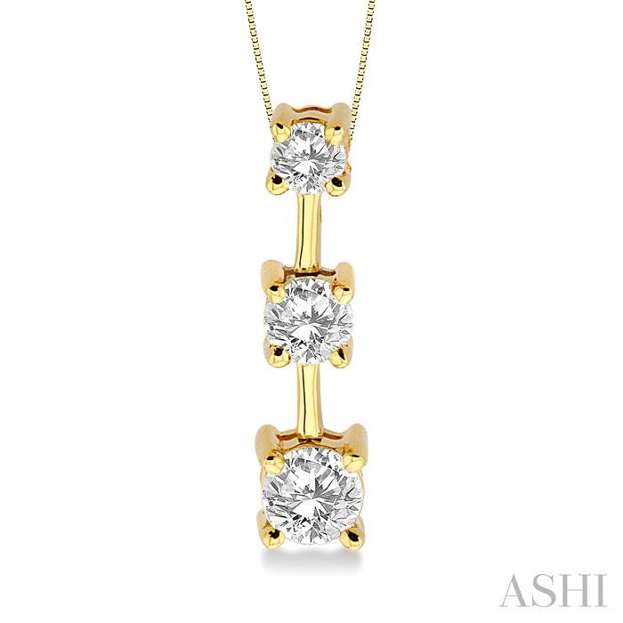 Round Shape Past Present & Future Diamond Pendant