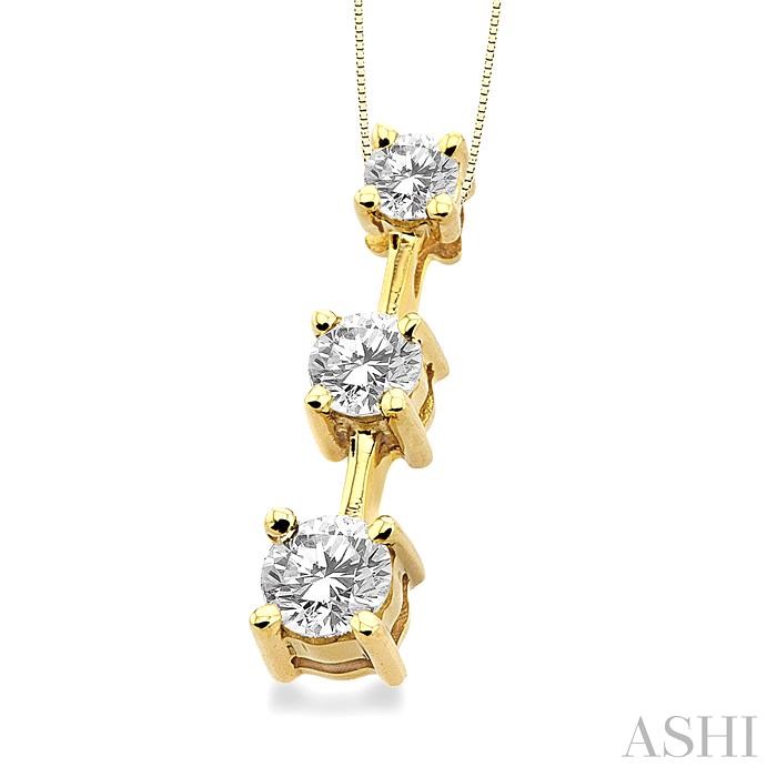 Round Shape Past Present & Future Diamond Pendant - Image 2