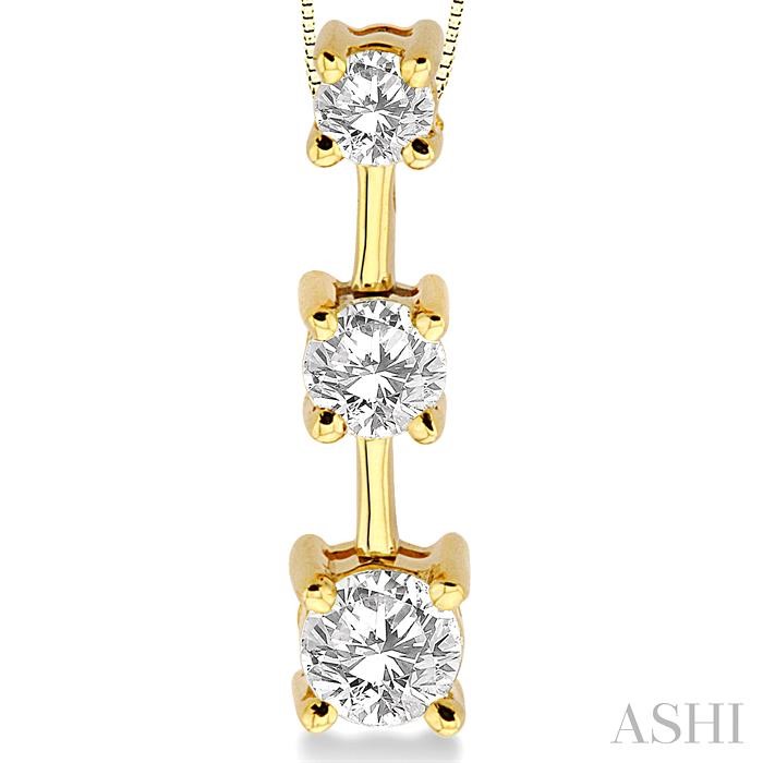 Round Shape Past Present & Future Diamond Pendant - Image 3
