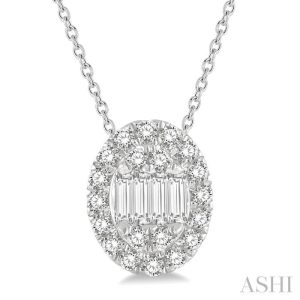 OVAL SHAPE BAGUETTE DIAMOND PENDANT