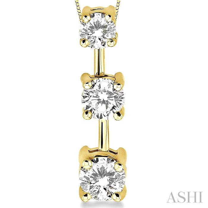 Round Shape Past Present & Future Diamond Pendant - Image 3
