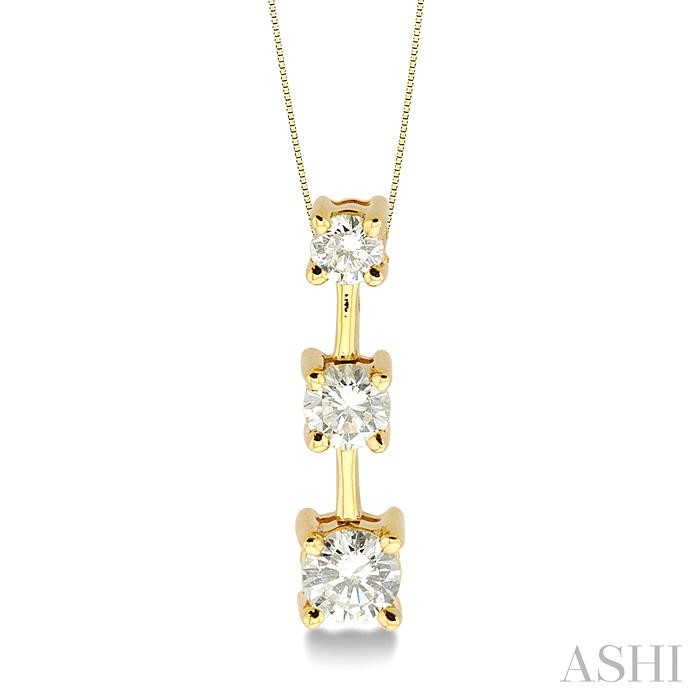 Round Shape Past Present & Future Diamond Pendant