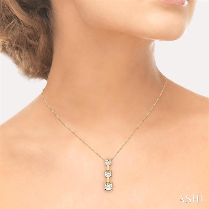 Round Shape Past Present & Future Diamond Pendant - Image 4