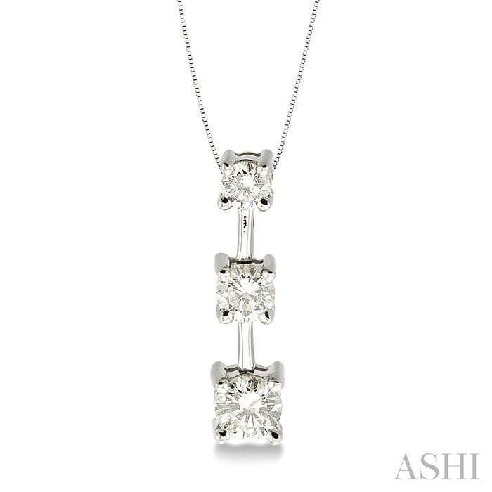Round Shape Past Present & Future Diamond Pendant