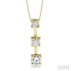Round Shape Past Present & Future Diamond Pendant