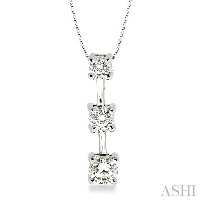 Round Shape Past Present & Future Diamond Pendant