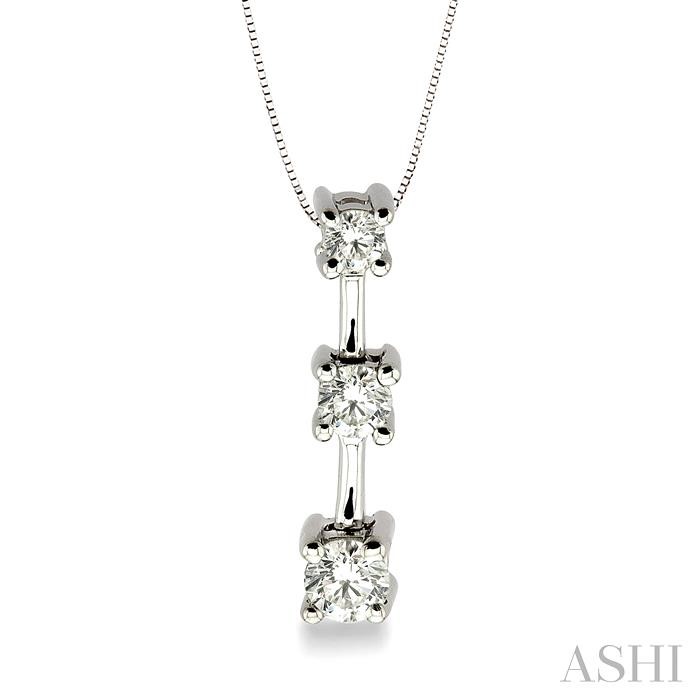Round Shape Past Present & Future Diamond Pendant