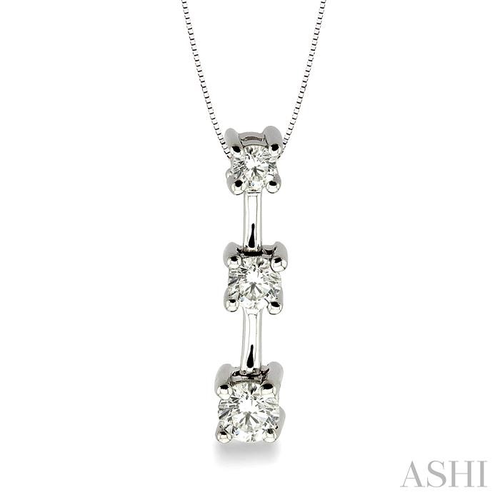 Round Shape Past Present & Future Diamond Pendant