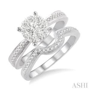 ROUND SHAPE LOVEBRIGHT DIAMOND WEDDING SET