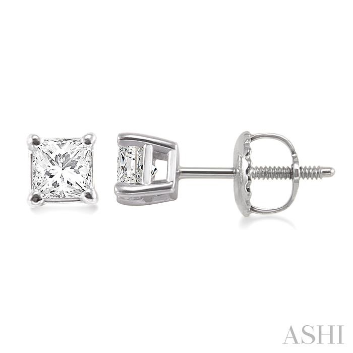 Princess Shape Diamond Stud Earrings