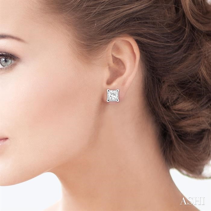 Princess Shape Diamond Stud Earrings - Image 4