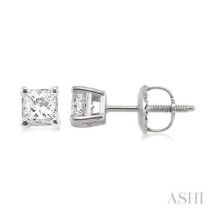 Princess Shape Diamond Stud Earrings
