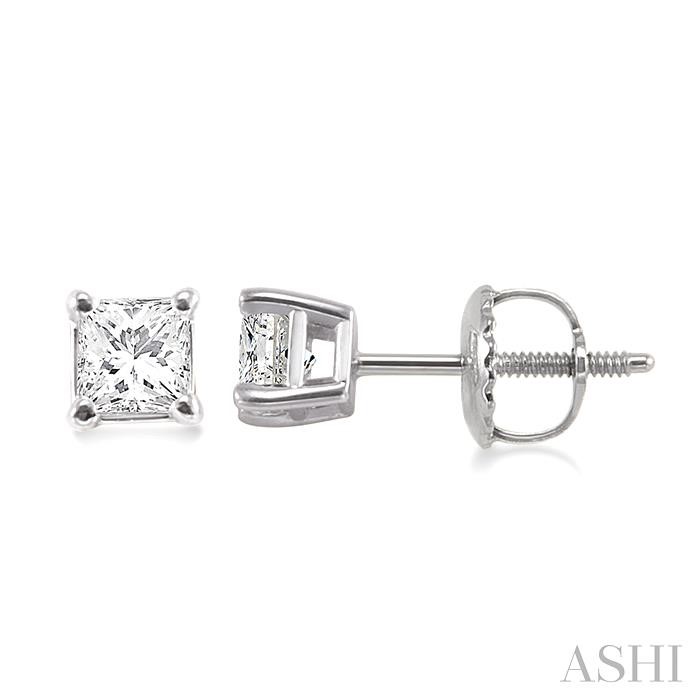 Princess Shape Diamond Stud Earrings
