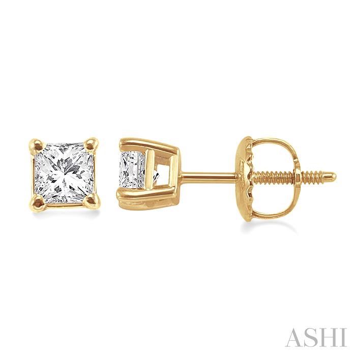 Princess Shape Diamond Stud Earrings