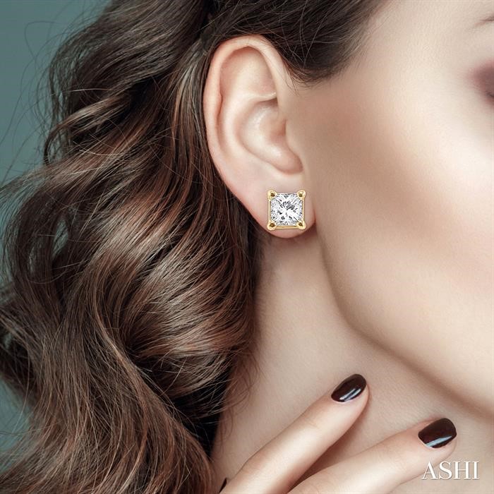 Princess Shape Diamond Stud Earrings - Image 4