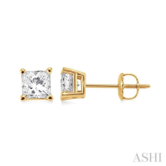 Princess Shape Diamond Stud Earrings