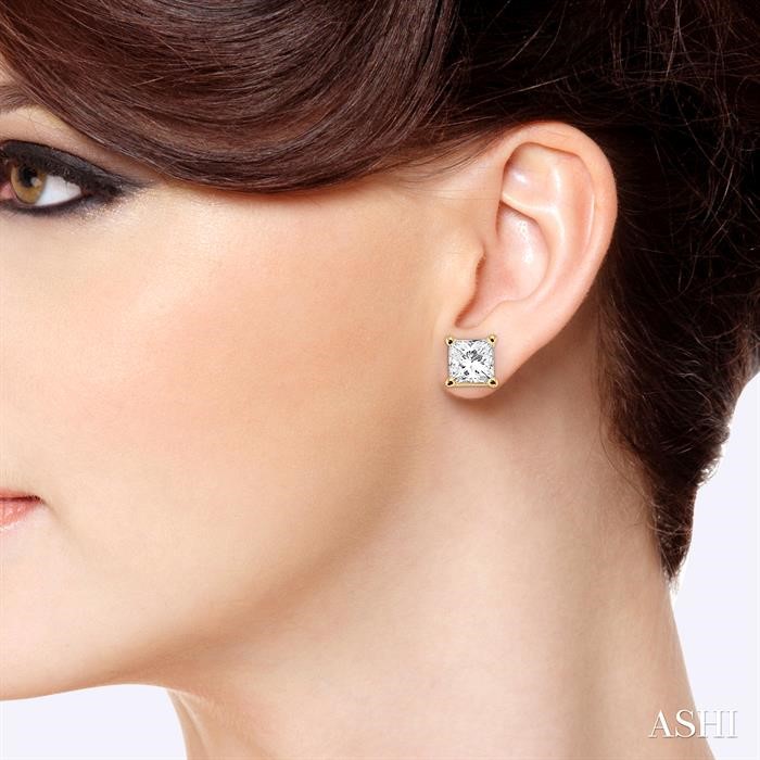 Princess Shape Diamond Stud Earrings - Image 4