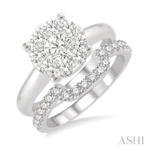 ROUND SHAPE LOVEBRIGHT DIAMOND WEDDING SET