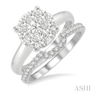 ROUND SHAPE LOVEBRIGHT DIAMOND WEDDING SET