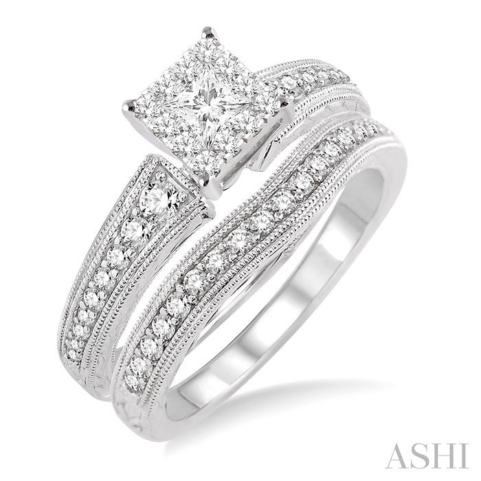 PRINCESS SHAPE LOVEBRIGHT DIAMOND WEDDING SET