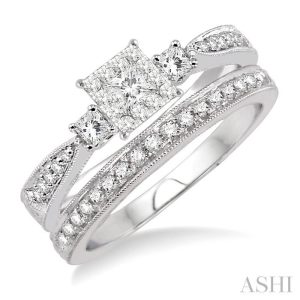 PRINCESS SHAPE LOVEBRIGHT DIAMOND WEDDING SET