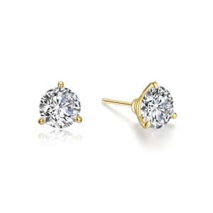 2 CTW 3 Prong Stud Earrings