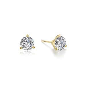 1 CTW 3 Prong Stud Earrings