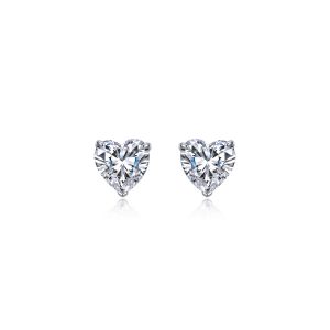 3.5 CTW Heart Solitaire Stud Earrings