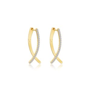 Crossover Oval Hoop Earrings