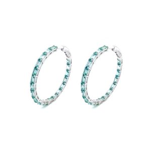 45 mm Fancy Lab-Grown Sapphire Hoop Earrings