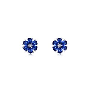 Fancy Lab-Grown Sapphire Flower Stud Earrings