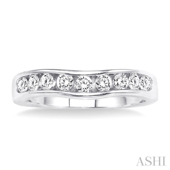 Channel Set Curved Diamond Wedding Band - Image 2