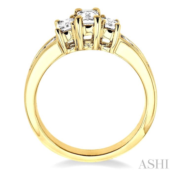 Emerald Shape Past Present & Future Diamond Engagement Ring - Image 3