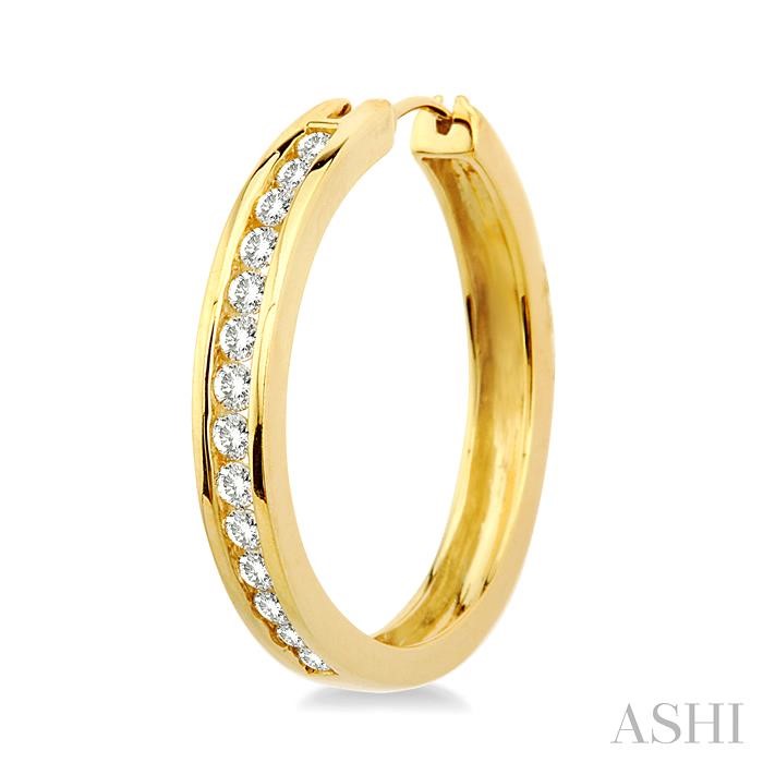 CHANNEL SET DIAMOND HOOP EARRINGS - Image 3