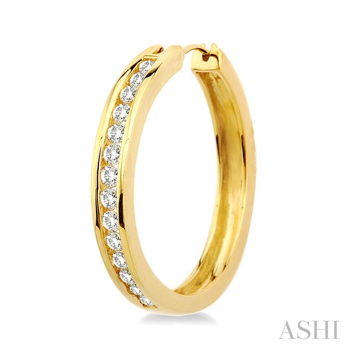 CHANNEL SET DIAMOND HOOP EARRINGS - Image 3
