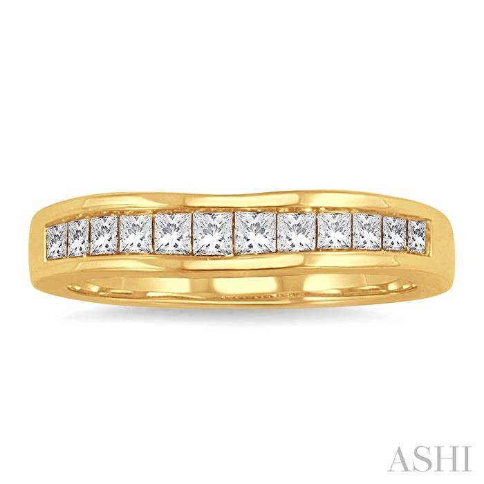 Channel Set Curved Diamond Wedding Band - Image 2