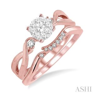 Round Shape Lovebright Diamond Wedding Set