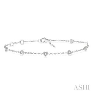 Heart Shape Diamond Station Chain Bracelet