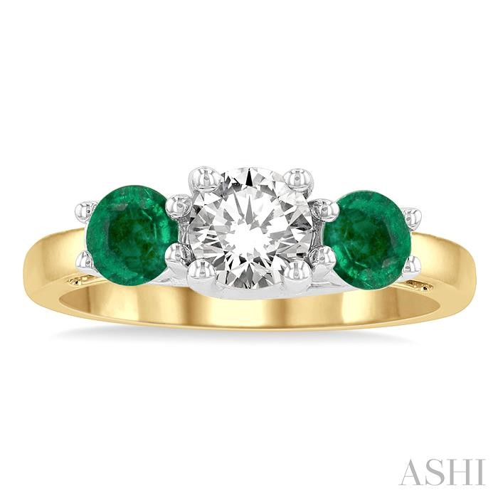 Round Shape Past Present & Future Gemstone & Diamond Ring - Image 2