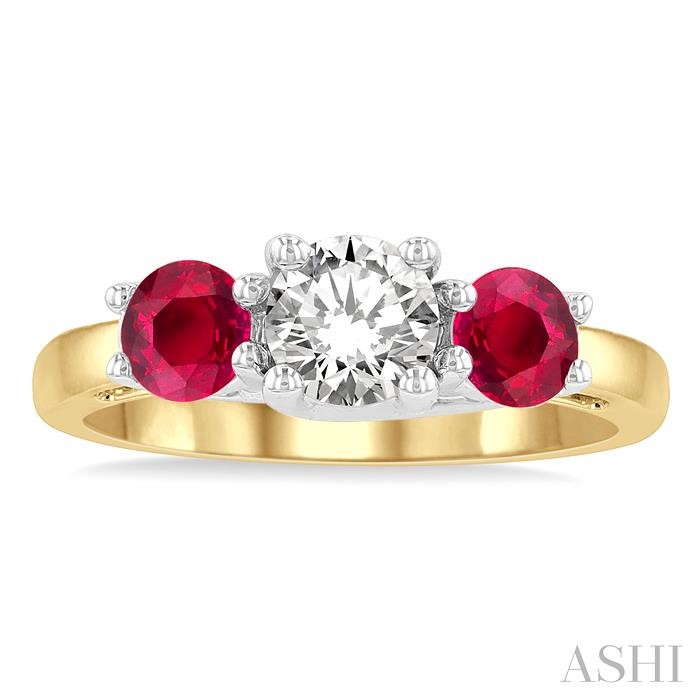 Round Shape Past Present & Future Gemstone & Diamond Ring - Image 2