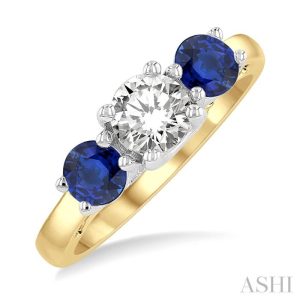 Round Shape Past Present & Future Gemstone & Diamond Ring