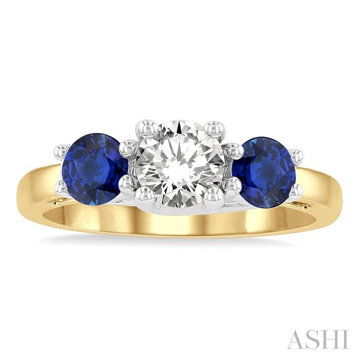 Round Shape Past Present & Future Gemstone & Diamond Ring - Image 2