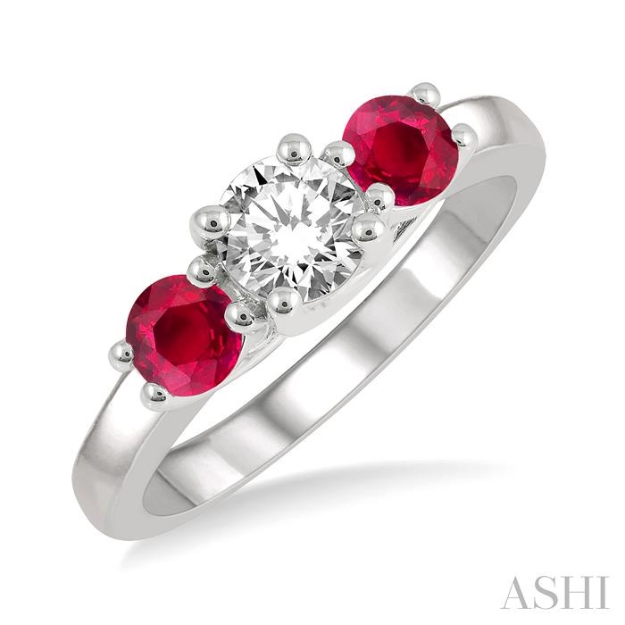 Round Shape Past Present & Future Gemstone & Diamond Ring